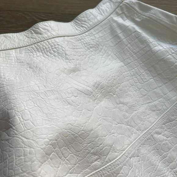 NWT Auc Versace Runway Alligator embossed Leather white Wrap Mini Skirt - Picture 16 of 17